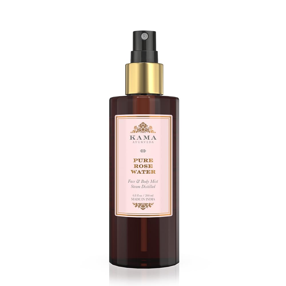 Kama Ayurveda Pure Rose Water Face and Body Mist, 6.8 Fl Oz, Pack of 200ml