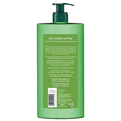 Biotique Green Apple Shine & Gloss Shampoo & Conditioner| Promotes Healthy, Shiny and Glossy Hair | Nourishes Scalp | Makes Hair Soft & Smooth |100% Botanical Extracts| All Skin Types | 650ml