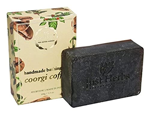 Just Herbs Ayurvedic Coorgi Coffee Handmade Skin Detoxify Bathing Soap Bar For All Skin Types, Organic & Chemical Free Soap Bar For Men & Women