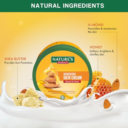 NATURES ESSENCE Almond & Honey Nourishing Skin Cream, 400Ml |Intense Moisturization & Radiance In Just 5 Seconds |Rejuvenates & Hydrates Dry Skin | For Dry & Dull Skin