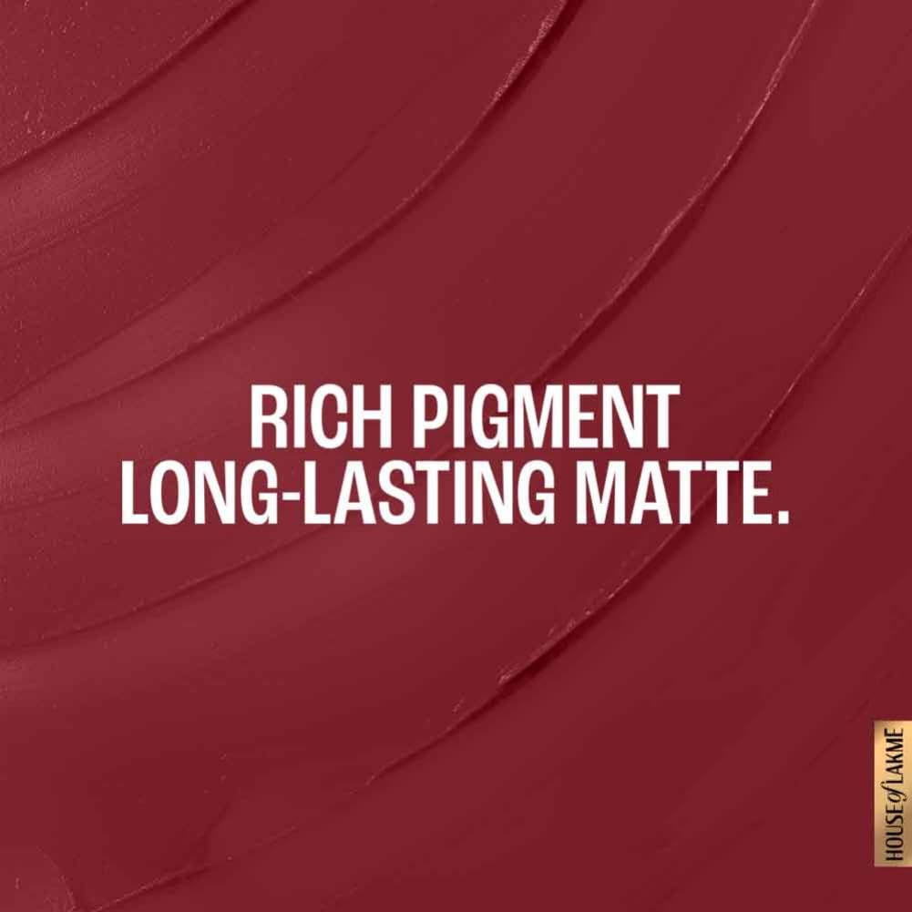 LAKMÉ Forever Matte Lipstick, Made With French Rose Oil Extracts, Burgundy Bloom, 4.5G
