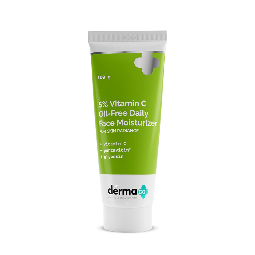 The Derma Co 5% Vitamin C Oil-Free Daily Face Moisturizer for Skin Radiance | For Oily Skin | For Skin Radiance | Non-Greasy Formula | 100 g