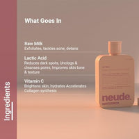 Neude All Wet 250ml De-Tan Body Wash with Milk, Lactic Acid, Vitamin C for Skin Brightening, Dark Spot & Pigmentation Reduction; Deep Cleansing Shower Gel Prevents Dryness & Body Acne for Men & Women