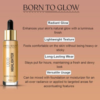 Lakyou Beauty Born to Glow Liquid Highlighter | Gold | 30ml | Radiant Luminous Finish | Buildable & Long-Lasting