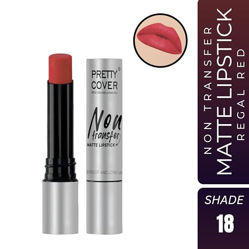PRETTY COVER Non-Transfer Matte Lipstick | Long-Lasting, Smudge-Proof & Waterproof | Intense Color Payoff with Lightweight Formula for All-Day Wear (PEACH RED)