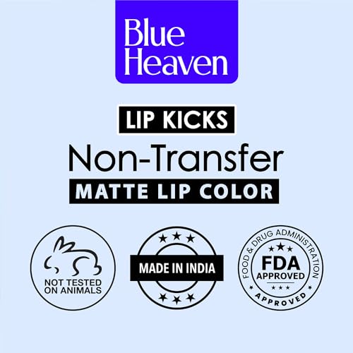Blue Heaven Lip Kicks Non Transfer Lip color Pack of 7, Liquid Matte Lipsticks for Women, Long lasting and Hydrating Lipsticks, 19.6ml