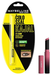Maybelline New York Lipstick, Color Sensational Ultimattes, 599 More Mauve, 1.7 g & Maybelline New York Colossal Kajal, Intense Colour, Waterproof, Long lasting 24Hrs Stay, Black, 0.35g