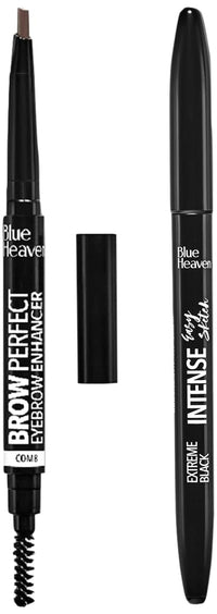 Blue Heaven Line And Design Sketch, Natural Finish Eyeliner, Black & Artisto Eyebrow With Styler - Brown
