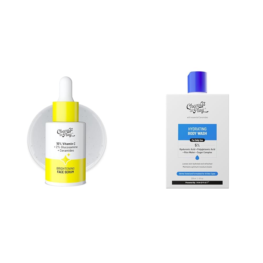Chemist At Play 10% Vitamin C Face SerumFor All Skin Types 30ml + Hydrating Body Wash For Women & Men | 236ml