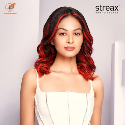Streax Professional Hold & Play Funky Colour, Oomphy Orange, 100g | Orange Hair Colour I Vibrant Semi-Permanent Hair Colour | Ammonia Free, Peroxide Free