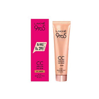 LAKMÉ 9 To 5 Complexion Care Cc Light Coverage Face Cream, Almond, Conceals Dark Spots & Blemishes, 30G & Perfecting Natural Liquid Foundation for Acne Prone Skin, Shell, 27Ml