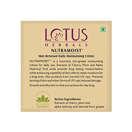 Lotus Herbals Nutramoist Skin Renewal Daily Moisturisng Cream SPF 25 | For All Skin types | 50g