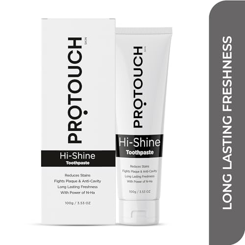PROTOUCH Hi Shine Toothpaste | Teeth Whitening, Cavity Prevention and Superior Cleaning | With Charcoal | SLS & Fluoride Free Toothpaste with N-HA for teeth remineralization & Active Cleaning