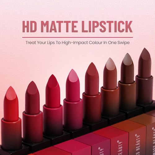 Swiss Beauty Hd Matte Pigmented Smudge Proof Lipstick | Creamy Matte Long Stay Lipstick | Murphy Brown, 3.4g
