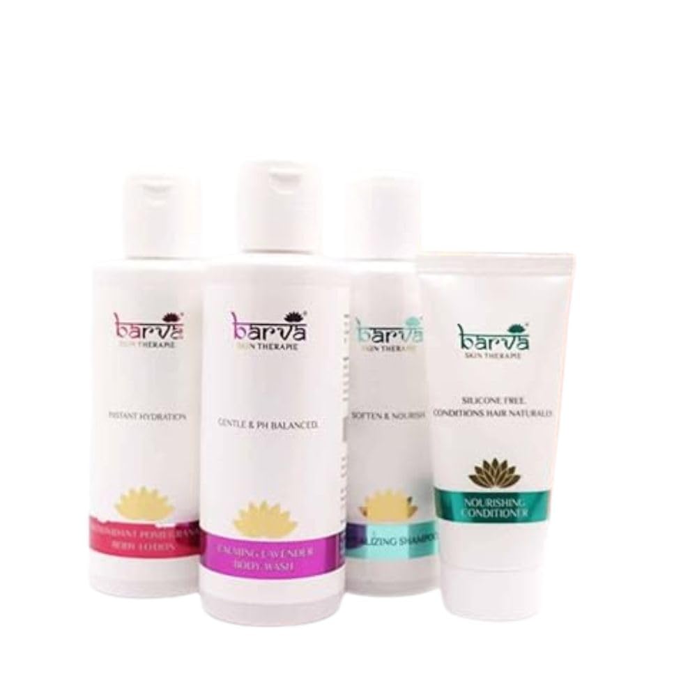 Barva Hair Care & Body Care Combo,Contains Shampoo, Conditioner,Body Lotion & Body Wash, Skin Care essentials, Suits All Skin types