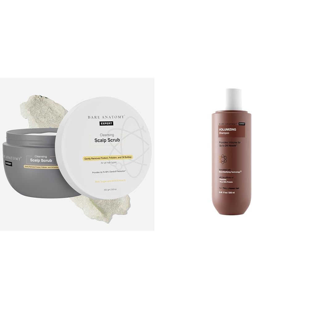 Bare Anatomy Scalp Scrub with Natural AHAs, Coconut & Sugar For Women & Men | 250g Volumizing Shampoo, Volume Shampoo For Thin & Flat Hair For Unisex, 250ml
