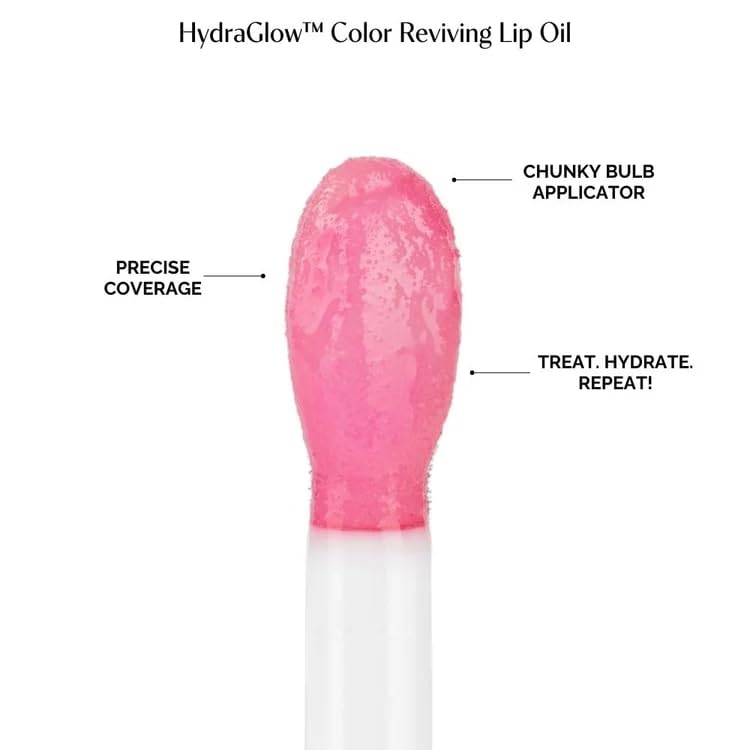 HYUE HydraGlow™ Lip Oil | Color Reviving | Intense 24HR Hydration | Non-Sticky | Lightweight Formula | 6 ml | With Cherry, Jojoba Oil, Kakadu Oil and Vitamin E | Crystal-like Shine | Chunky Applicator