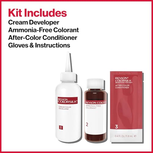 Revlon ColorSilk Permanent Hair Color For Women, Salon Quality Hair Colour at Home with up to 100% Grey Coverage, Pro-Keratin, No Ammonia, Up to 8 Weeks of Colour, Deep Burgundy 3DB (Pack of 1)