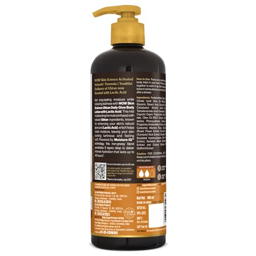 WOW Skin Science Ubtan Body Lotion- All skin type - Anti-Tanning & Smoothening Care with Saffron Extract, Sandalwood Oil - 400mL