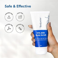Be Bodywise 10% Lactic AHA Exfoliating Body Scrub For Tan Removal & Soft-Smooth Skin | For Women | De-Tan Bathing Scrub with Centella Water & Aloe Vera, Removes Dirt & Dead Skin from Neck, Knees, Elbows & Arms