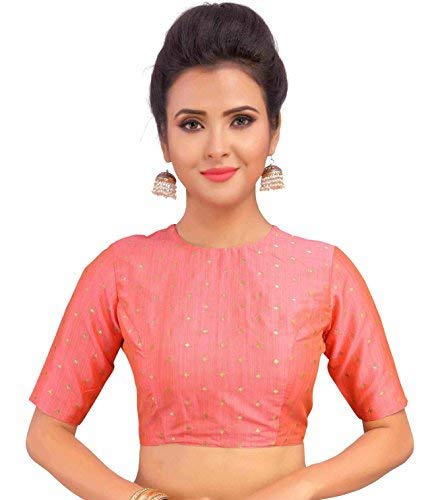 X3 Women's  Polyester Embroidered Half Sleeves Readymade Blouse