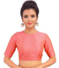 X3 Women's  Polyester Embroidered Half Sleeves Readymade Blouse