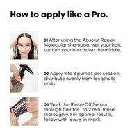 L'OREAL PROFESSIONNEL PARIS Absolut Repair Molecular Deep Repairing Rinse-off Serum for Damaged Hair - 250 ml | Repairs Very Damaged Hair and Restores Strength With 2% Peptides Bonder & 5 Amino Acids