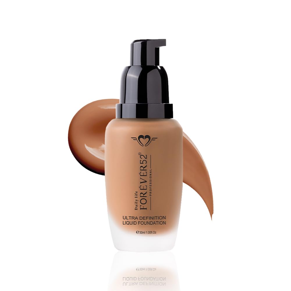 Daily Life Forever52 Ultra Definition Liquid Foundation|24-Hour Wear, Medium to High Coverage, Pore-Minimizing & Mattifying, Anti-Aging, Satin-Like Finish|Ideal for Dark Skin (Eclair,30ml)