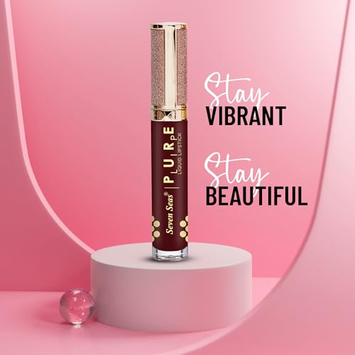 Seven Seas Pure Liquid Lipstick, Matte Finish, Purple (Claret, 7ml)