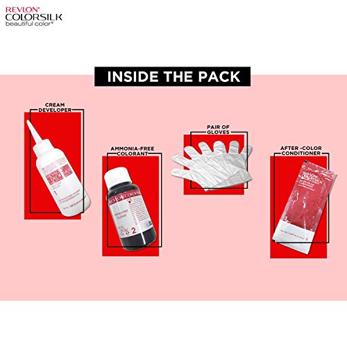 Revlon ColorSilk Permanent Hair Color For Women, Salon Quality Hair Colour at Home with up to 100% Grey Coverage, Pro-Keratin, No Ammonia, Up to 8 Weeks of Colour, Deep Burgundy 3DB (Pack of 1)