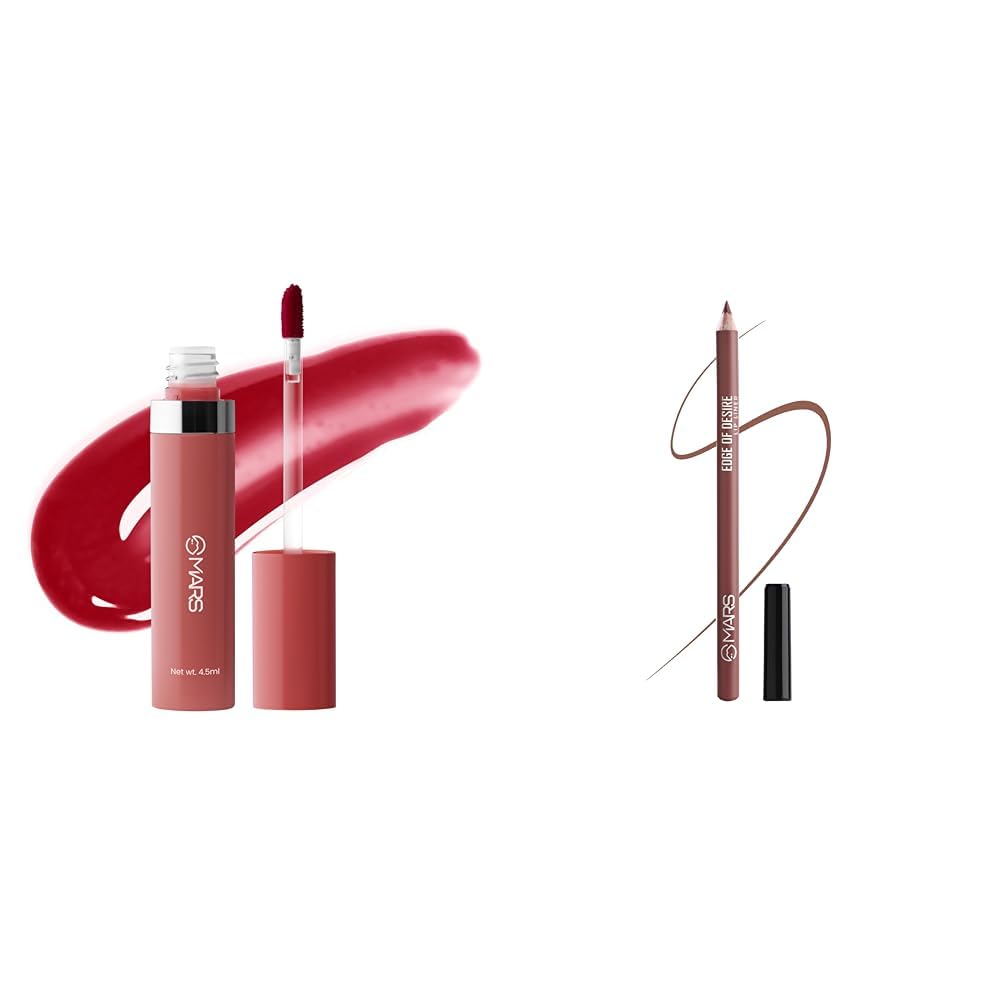 MARS Drip Lip Mist for Women (4.5 ml) (07-Pomelo Drip) Reapplication Matte Lip Liner | One Swipe Smooth Application | Long Lasting Lip Pencil (1.4gm) (11-SPICED CRANBERRY)
