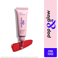 Blue Heaven Pop & Glow Eye & Cheek tint blusher for face makeup, Blush enriched with Rosehip and Coconut oil - Pink Tease, 12ml