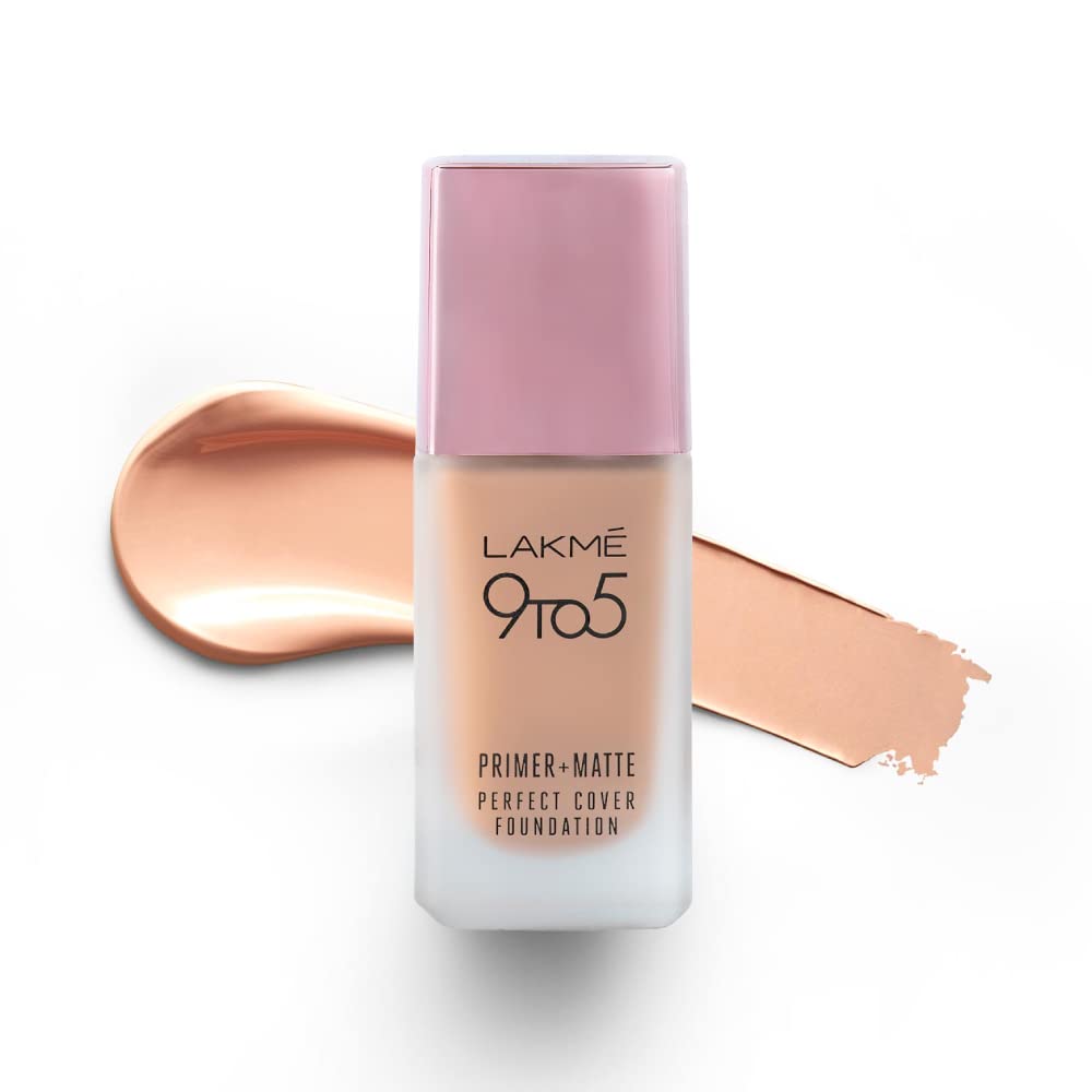 Lakmé 9 To 5 Primer + Matte Perfect Cover Liquid Foundation & Lakmé Insta Eye Liner 9ml Combo