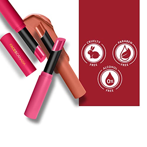 FACESCANADA Long Stay 3-In-1 Matte Lipstick - Sinful Peach 05, 2 Gm