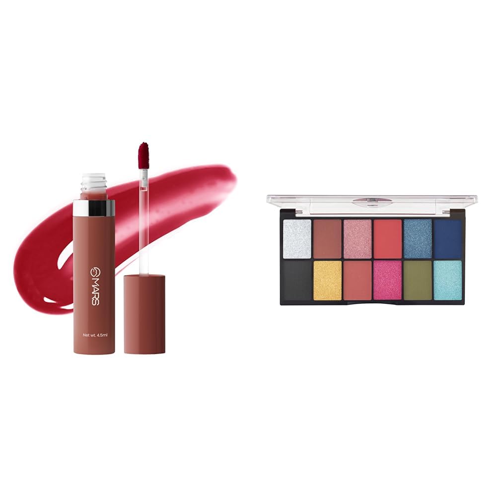 MARS Drip Lip Mist for Women (4.5 ml) (03-Rosewood Drip) 12 Shades Dance of Joy Eyeshadow Palette | Highly Pigmented and Blendable | Multicolor | Matte and Shimmer Finish (13.2g) (03-Multicolor)