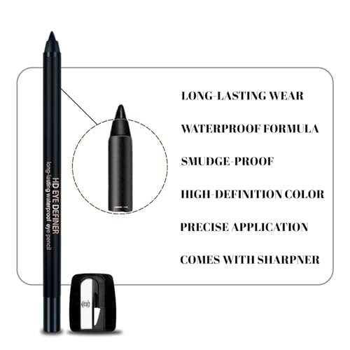 Lakyou Beauty HD Eye Definer | Long-Lasting Waterproof Eye Pencil | Smudge-Proof | Creamy Smooth | Jet Black | Up to 24H Wear | 1.2g