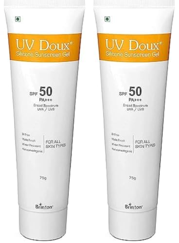Brinton Healthcare Uvdoux Face & Body All Skin Type Sunscreen Gel With Spf 50 Pa+++ In Matte Finish And Oil Free Formula Water Resistant Sunscreen Protection Against Uva/Uvb Ray (75 Gm) X Pack Of 2