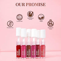 Just Herbs Ayurvedic Liquid Lipstick Kit Set of 5 with Long Lasting Matte Finish, Hydrating & Lightweight Lip Colour, Deeps & Reds - Paraben & Silicon Free - 5 ml