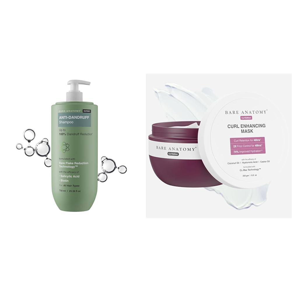 Bare Anatomy Expert Anti-Dandruff Shampoo - 750ML Curl Enhancing Hair Mask Sulphate & Paraben Free | 250g