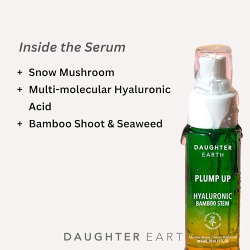 DAUGHTER EARTH Hyaluronic Acid Serum For Face | Plump Up Enriched With Multi-Molecular Hyaluronic Acid, Tremella Mushroom, Bamboo Shoots, Seaweed & Provitamin B5 | Get Hydrated & Youthful Skin - 30ml