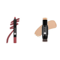 SUGAR Cosmetics - Matte As Hell - Crayon Lipstick -07 & Sugar Ace Of Face Foundation Stick With Brush, Full Coverage, For All Skin Type
