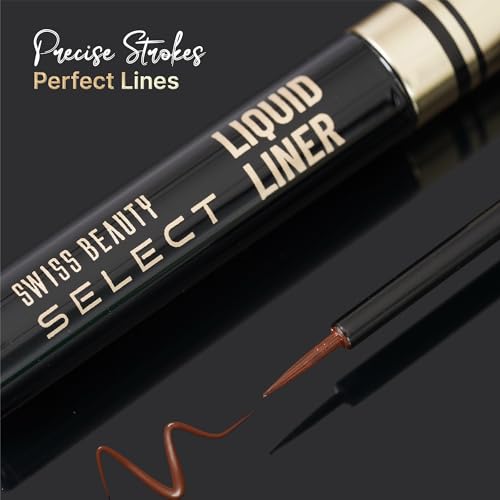 SWISS BEAUTY Select Here To Stay Semi-Matte Liquid Waterproof Eyeliner | With Precise & Pointed Tip | Smudge-Proof, Transfer- Proof | Shade- Wanderlust Blue| 3ml |