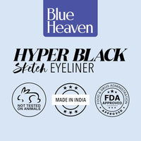 Blue Heaven Hyper Black Sketch Eyeliner Pen|Upto 12hr Stay with Matte Finish|Waterproof & Smudge Proof |One Stroke Easy Application|With Advanced Steel Ball Technology