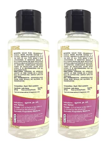 Khadi Pure Herbal Rose Water, 210 ml (Pack of 2)