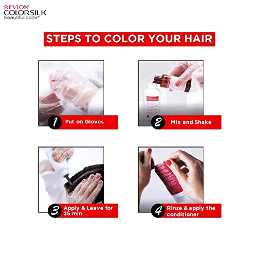 Revlon ColorSilk Permanent Hair Color For Women, Salon Quality Hair Colour at Home with up to 100% Grey Coverage, Pro-Keratin, No Ammonia, Up to 8 Weeks of Colour, Deep Burgundy 3DB (Pack of 1)