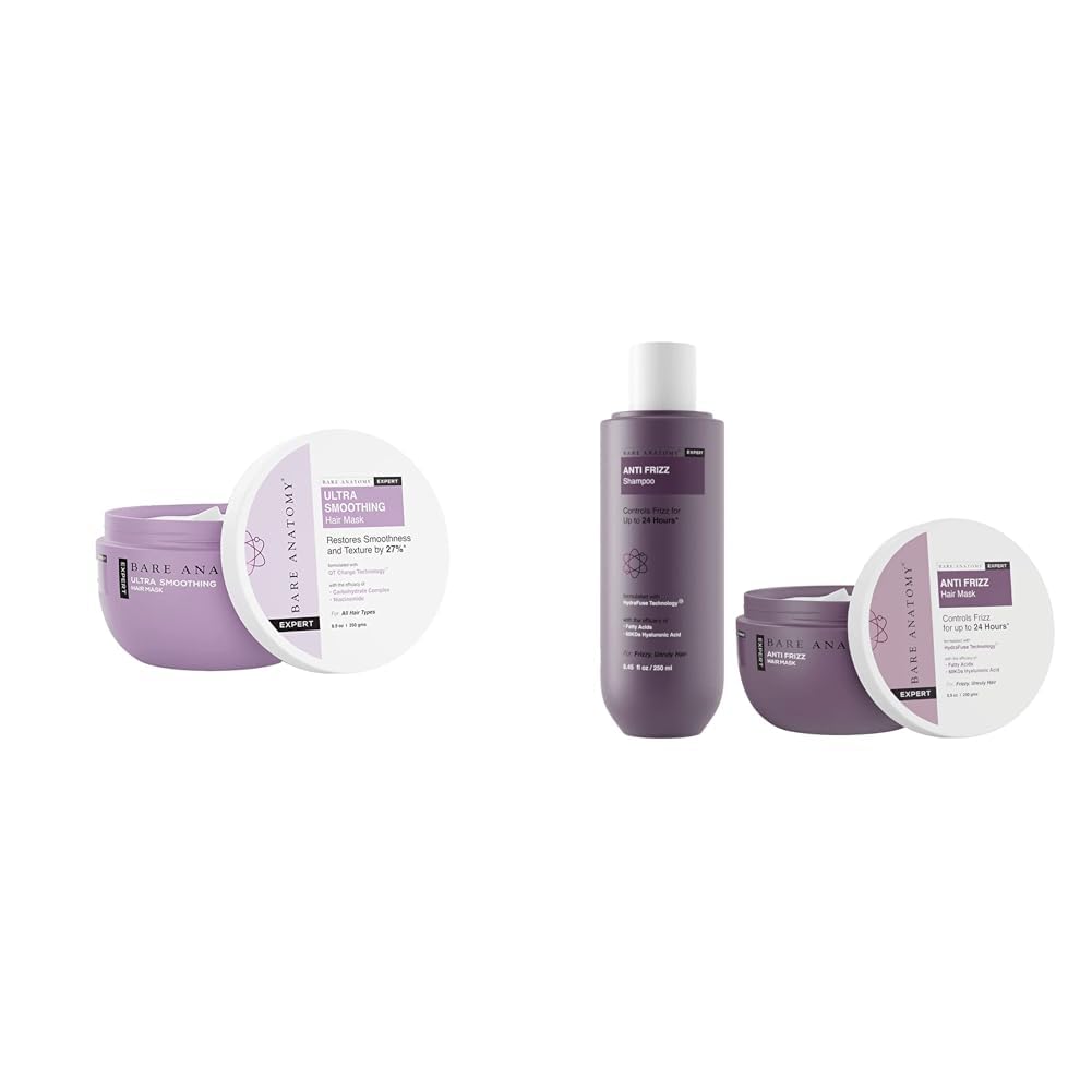 Bare Anatomy Ultra Smoothing Hair Mask For Dry & Frizzy Hair| For Women & Men | SLS & Vegan | 250gm Anti Frizz Shampoo + Hair Mask Kit | Paraben & Sulphate Free |Women & Men | 250ml + 250g