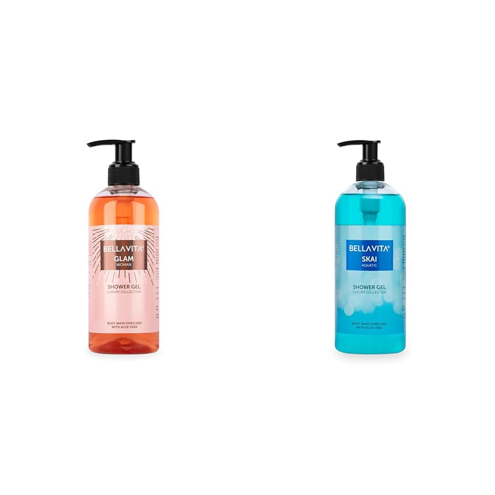 Bella Vita Luxury Glam Woman Body Wash Refreshing Shower Gel 500 ml Skai Aquatic Body Wash Refreshing Shower Gel for Deep Cleansing, Hydrating & Moisturising Skin with Aloe Vera 500 Ml