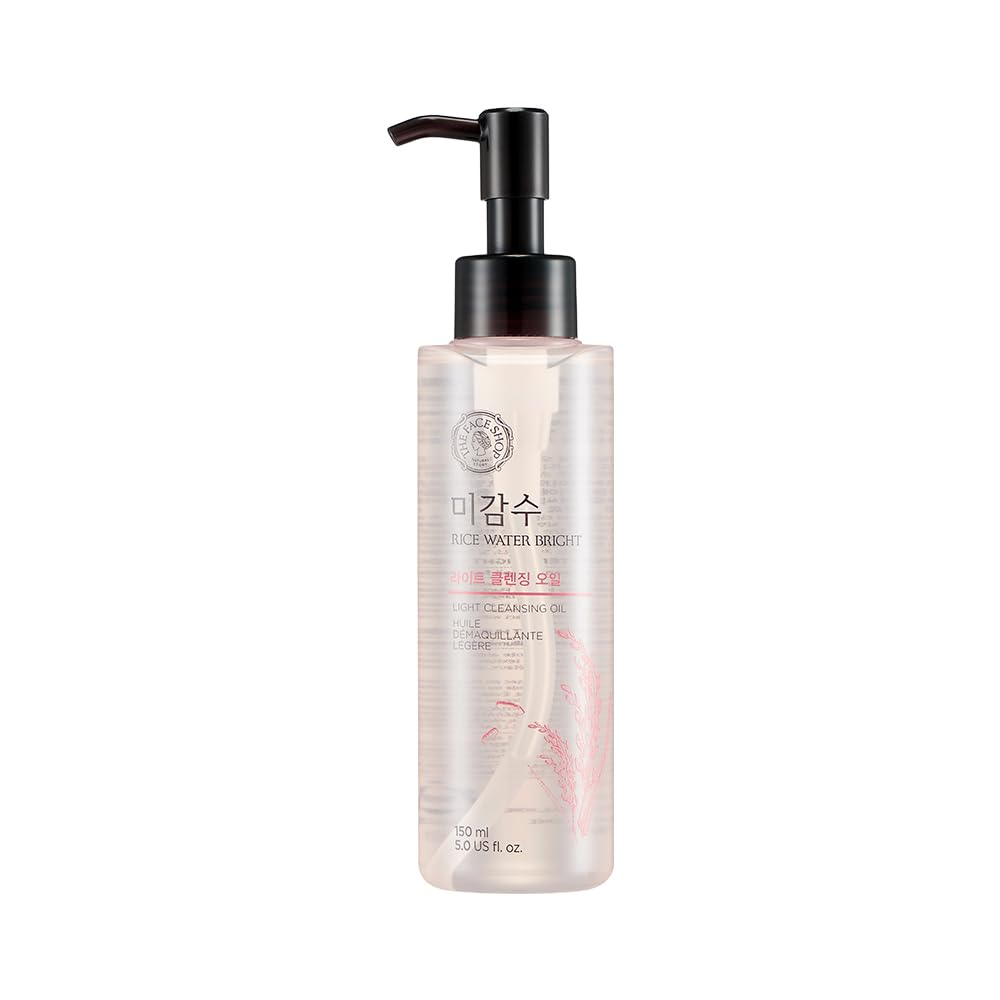 The Face Shop Rice water bright light Cleansing Oil with Rice Water to Brighten the Skin, 150ml | Korean Make-Up Remover, For Lips, Eyes and Face, Removes Waterproof makeup