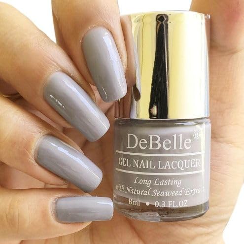 DeBelle Gel Grey Nail Polish-Grey (Sombre Grey) 8ml Enriched With Natural Seaweed Extract, Cruelty Free, Toxic Free (Glossy Finish).