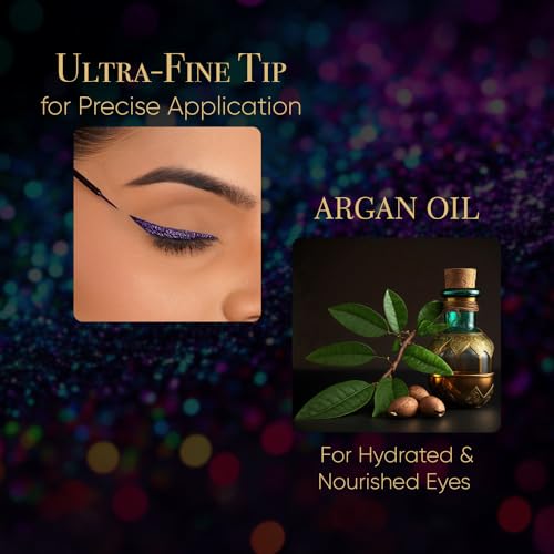 Parul Garg Beauty Hi-Shimmer Liquid Eyeliner – Smudge-Proof, Water-Resistant & Quick-Drying | Long-Wear, Precision Tip & Glitter Finish for Intense Shine | Amethyst Purple | 5ml